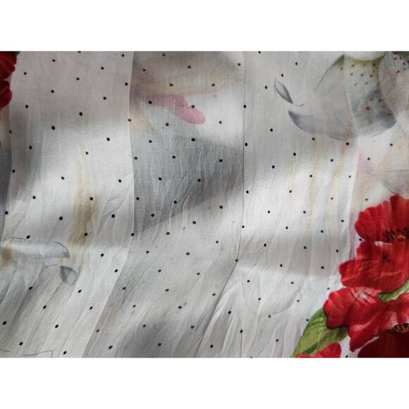 Charter Club Vintage Floral Polka Dots Rectangle Scarf 100% Silk 15 x 60 inches - Picture 6 of 7